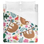 Floral Sloth  Duvet Cover (Queen Size)