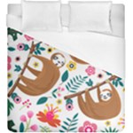 Floral Sloth  Duvet Cover (King Size)