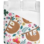 Floral Sloth  Duvet Cover (California King Size)