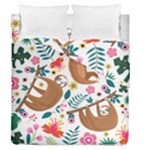 Floral Sloth  Duvet Cover Double Side (Queen Size)