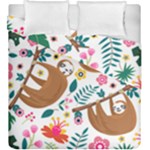 Floral Sloth  Duvet Cover Double Side (King Size)