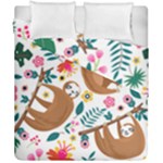 Floral Sloth  Duvet Cover Double Side (California King Size)