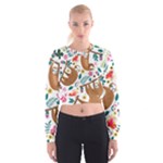 Floral Sloth  Cropped Sweatshirt