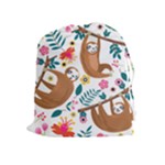 Floral Sloth  Drawstring Pouch (XL)