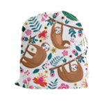 Floral Sloth  Drawstring Pouch (XXL)