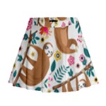 Floral Sloth  Mini Flare Skirt