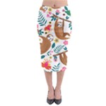 Floral Sloth  Midi Pencil Skirt