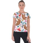 Floral Sloth  Short Sleeve Sports Top 