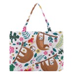 Floral Sloth  Medium Tote Bag