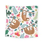 Floral Sloth  Square Tapestry (Small)