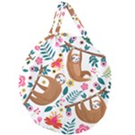 Floral Sloth  Giant Round Zipper Tote