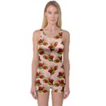 vintage strawberries One Piece Boyleg Swimsuit