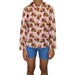 vintage strawberries Kids  Long Sleeve Swimwear