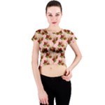 vintage strawberries Crew Neck Crop Top