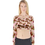 vintage strawberries Long Sleeve Crop Top