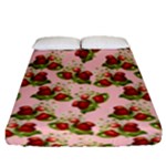 vintage strawberries Fitted Sheet (Queen Size)