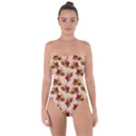 vintage strawberries Tie Back One Piece Swimsuit