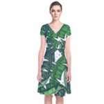 Banana Leaf Short Sleeve Front Wrap Dress