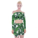 Banana Leaf Off Shoulder Top with Mini Skirt Set