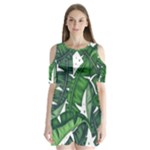 Banana Leaf Shoulder Cutout Velvet One Piece