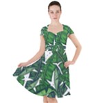 Banana Leaf Cap Sleeve Midi Dress