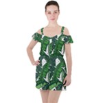 Banana Leaf Ruffle Cut Out Chiffon Playsuit