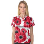 love poppies V-Neck Sport Mesh Tee