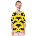 yellow bats Kids  Quarter Sleeve Raglan Tee