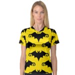 yellow bats V-Neck Sport Mesh Tee