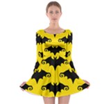 yellow bats Long Sleeve Skater Dress