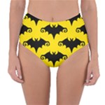 yellow bats Reversible High-Waist Bikini Bottoms