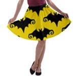 yellow bats A-line Skater Skirt