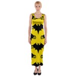 yellow bats Fitted Maxi Dress