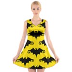 yellow bats V-Neck Sleeveless Dress