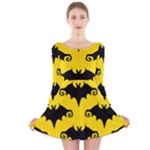 yellow bats Long Sleeve Velvet Skater Dress