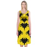 yellow bats Midi Sleeveless Dress