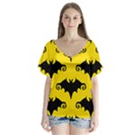 yellow bats V-Neck Flutter Sleeve Top