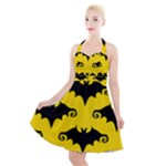 yellow bats Halter Party Swing Dress 