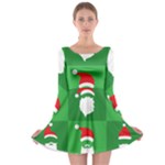 Christmas Santa Beard Long Sleeve Skater Dress