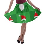 Christmas Santa Beard A-line Skater Skirt