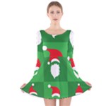 Christmas Santa Beard Long Sleeve Velvet Skater Dress