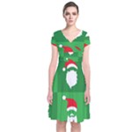 Christmas Santa Beard Short Sleeve Front Wrap Dress