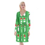 Christmas Santa Beard Long Sleeve Velvet Front Wrap Dress