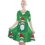 Christmas Santa Beard Quarter Sleeve A-Line Dress