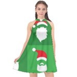 Christmas Santa Beard Halter Neckline Chiffon Dress 