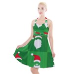 Christmas Santa Beard Halter Party Swing Dress 