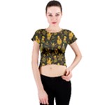 Gold snowman Crew Neck Crop Top