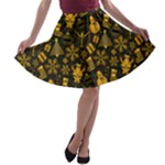 Gold snowman A-line Skater Skirt