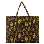 Gold snowman Zipper Large Tote Bag