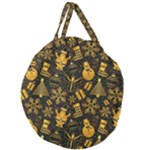 Gold snowman Giant Round Zipper Tote